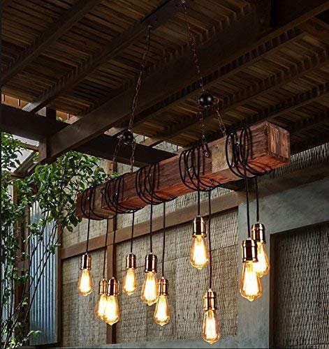 Woodbeams hanging lights