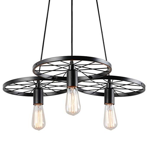 4 Variations 3-Light Black Metal Shade Adjustable Pendant Light by Viluxy