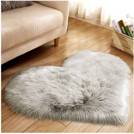 Heart Shaped Soft Faux Sheepskin Fur Area Rugs for Home Sofa Floor Mat Plush, 30cmx40cm 2