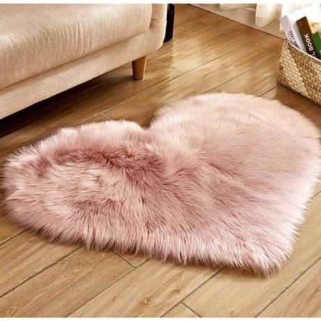 Heart Shaped Soft Faux Sheepskin Fur Area Rugs for Home Sofa Floor Mat Plush, 30cmx40cm 3