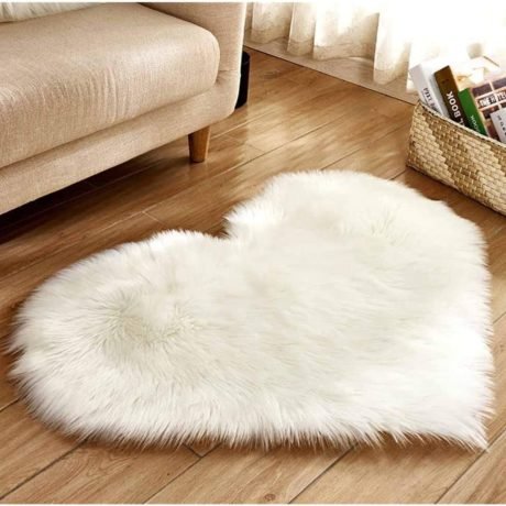 Heart Shaped Soft Faux Sheepskin Fur Area Rugs for Home Sofa Floor Mat Plush, 30cmx40cm 5