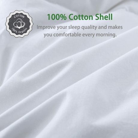 Yalamila 100% Cotton Goose Down Comforter-All Season Quilted Duvet Insert Bedding-White Stand Alone Comforter 3