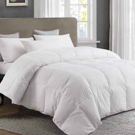 Yalamila 100% Cotton Goose Down Comforter-All Season Quilted Duvet Insert Bedding-White Stand Alone Comforter